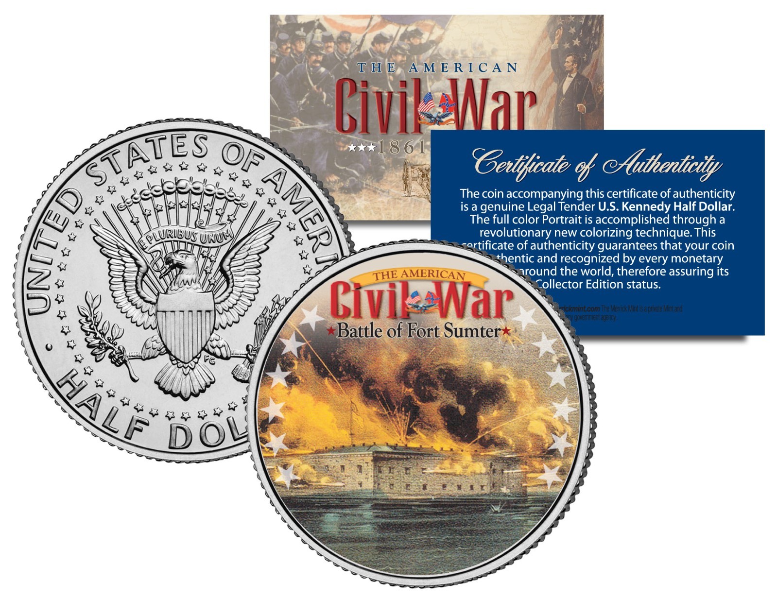 American Civil War BATTLE OF FORT SUMTER Official JFK Kennedy Half Dollar US Co