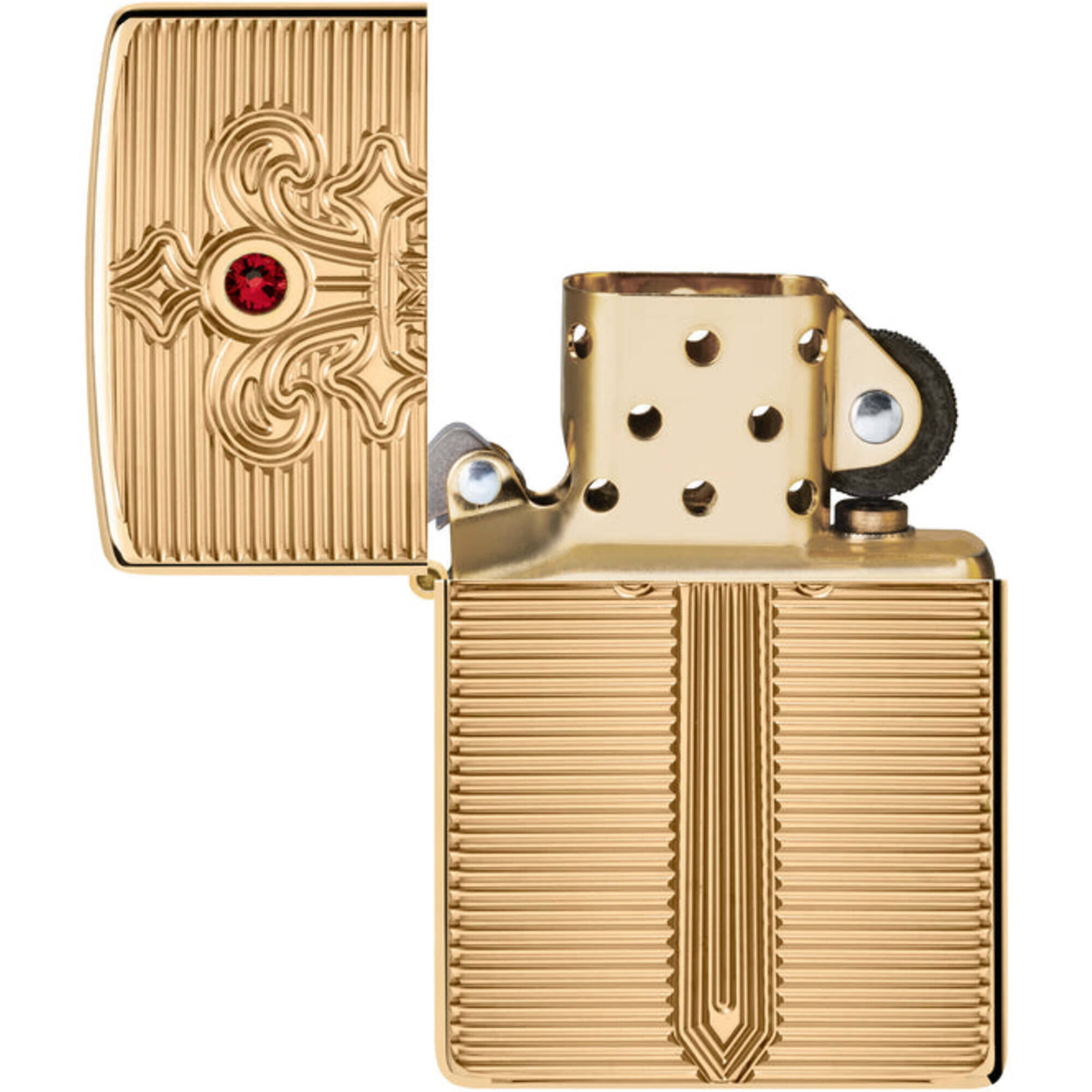 Zippo Windproof Pocket Lighter Royal Saber Design with Ruby-Red Crystal 46737