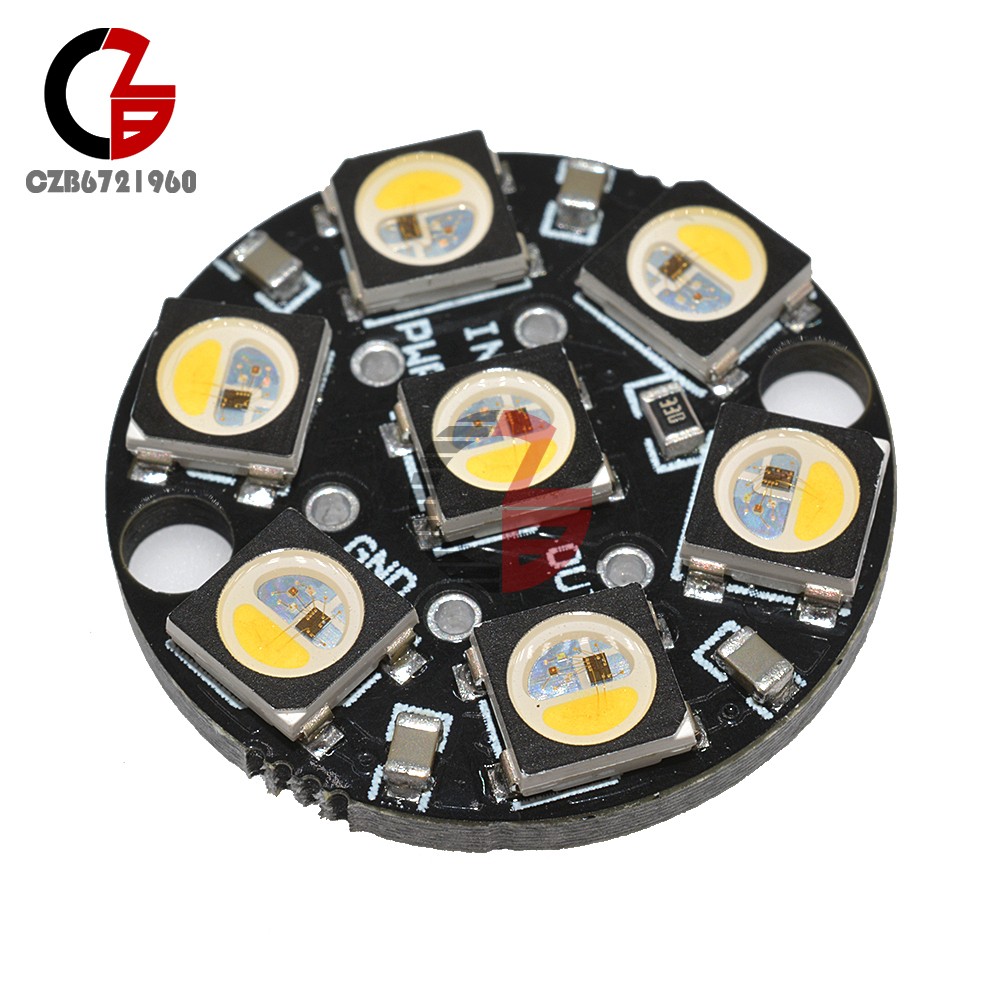 10Pcs 7 Bits 5050 RGBW LED Module with Integrated Driver Round Full-Color 7Digit