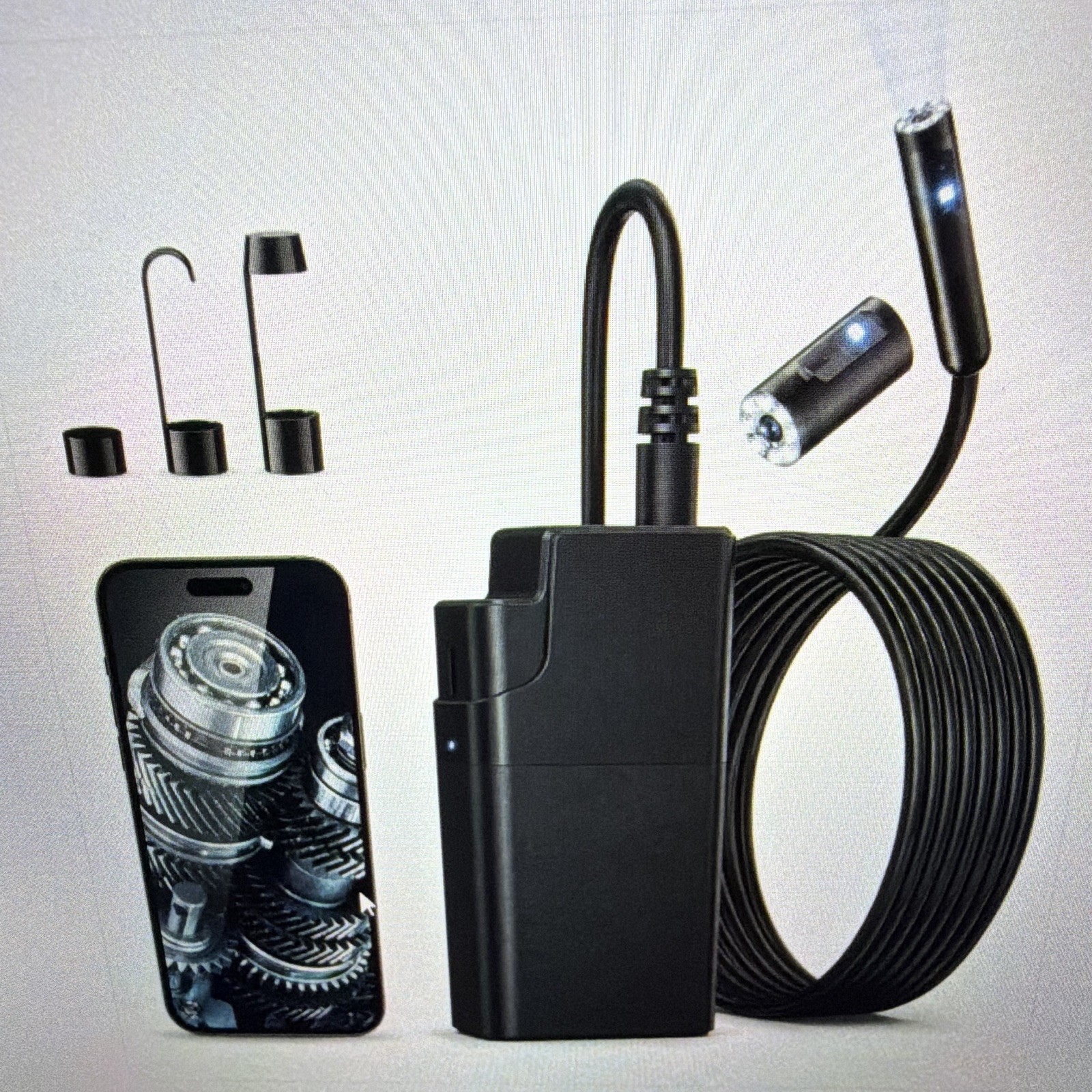 Digital Inspection Camera Borescope Semi-Rigid Shaft Adjustable LED Lights