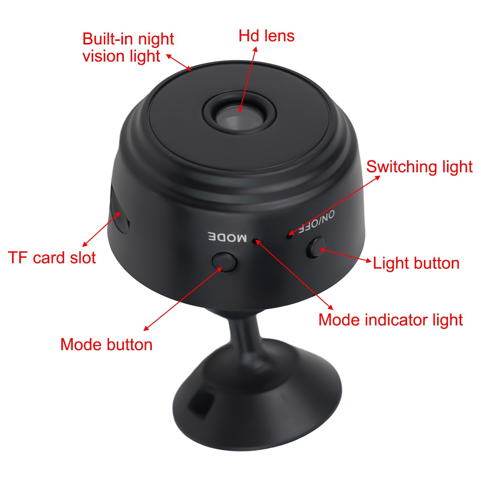 WiFi Surveillance Camera A9 for mini Camera with for Night Vision and Loop