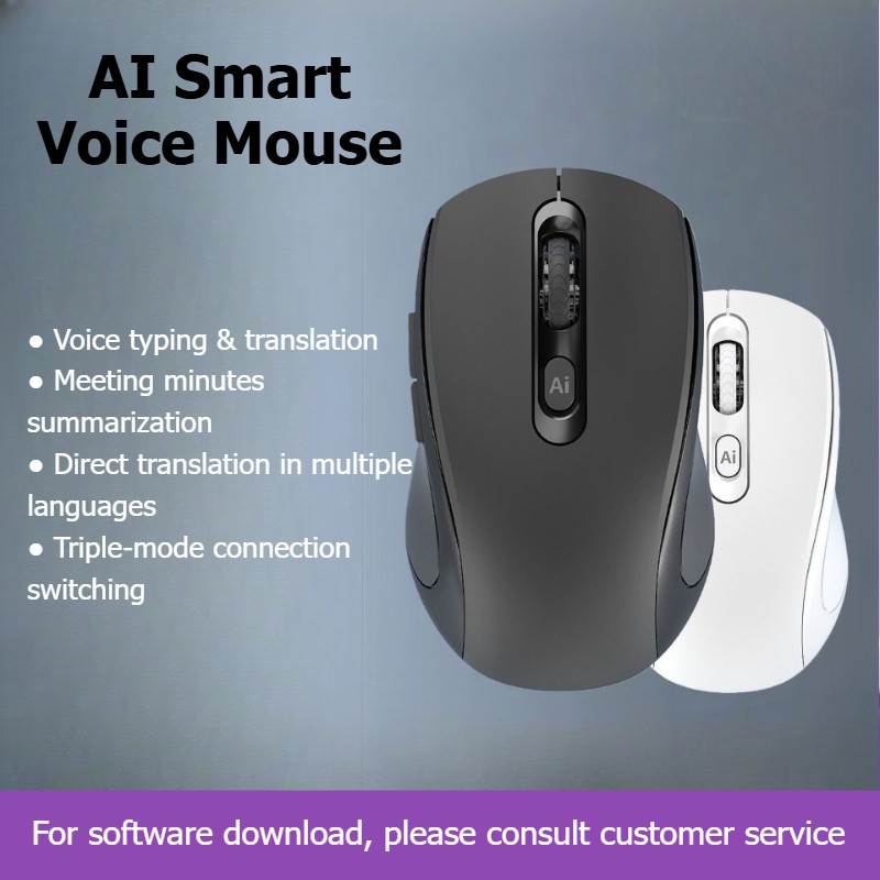 New AI Voice Smart Mouse 6-Key Translator 3-Mode Wireless for PC Laptop Tablet