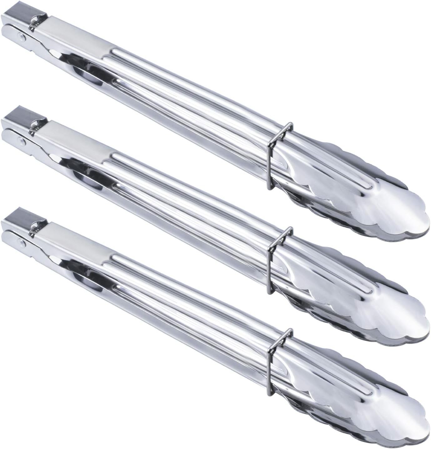 Stainless Steel Serving Tongs Grilling for 12 12" 12", Silver