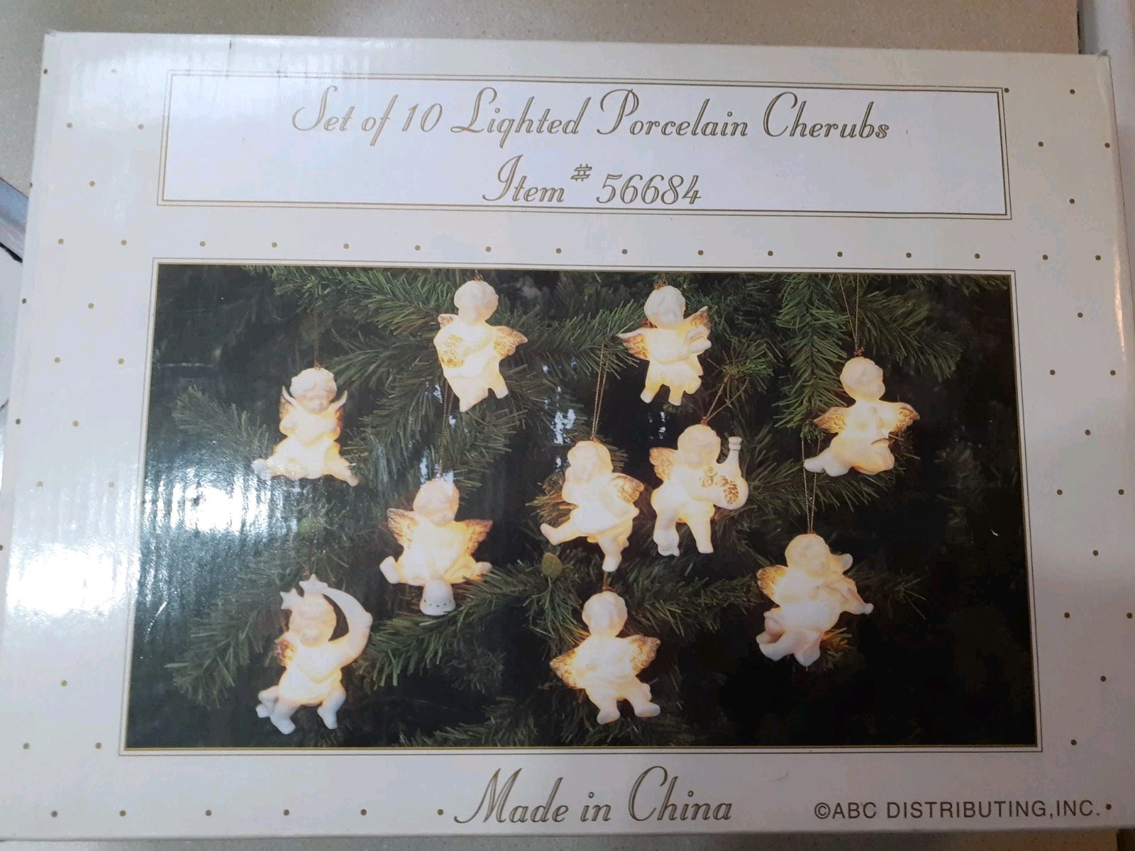 SET OF 10 LIGHTED PORCELAIN CHERUBS See Description For Condition