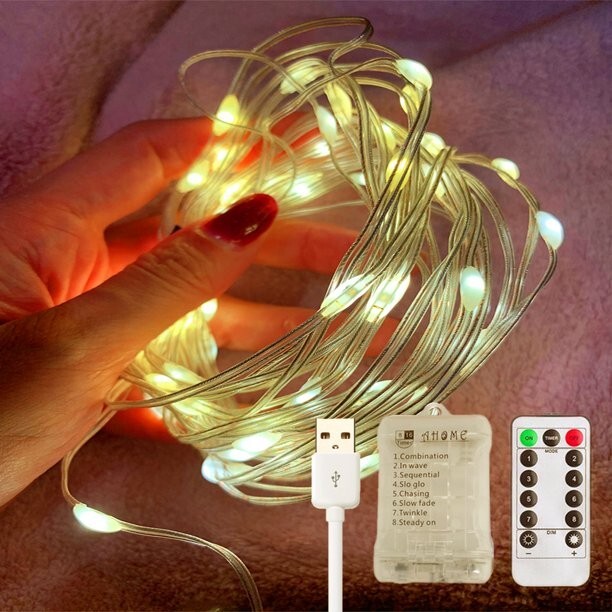 2 Packs Twinkle Fairy Lights Halloween Decoration Lights Wrapped with PVC Tube