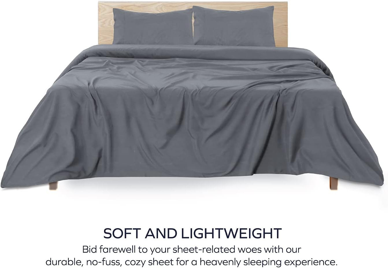 BLC Twin Sheets Set Dark Grey, Brushed Microfiber Twin Size Egyptian Bedding, Ex