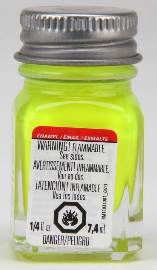 Testors 1/4 oz Fluorescent Yellow Enamel Model Paint 1177