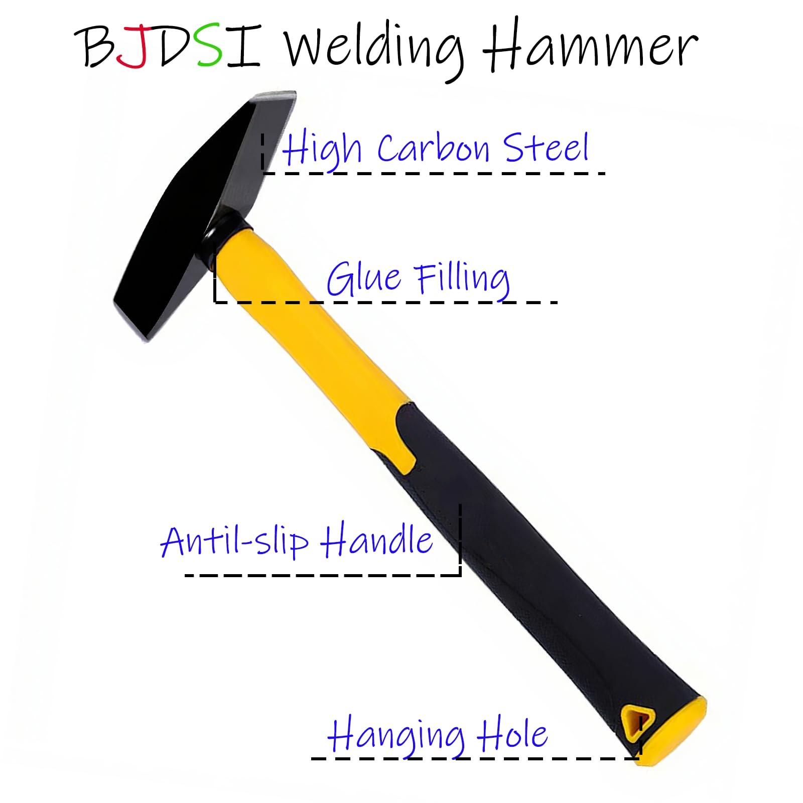 10oz Welding Hammers Reinforce Anti-Rust Shock-Proof Plastic Handle Hand Tool