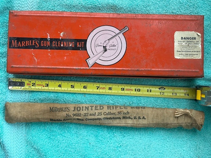 VINTAGE MARBLES CLEANING KIT METAL BOX & CANVAS CLOTH CASE (2)
