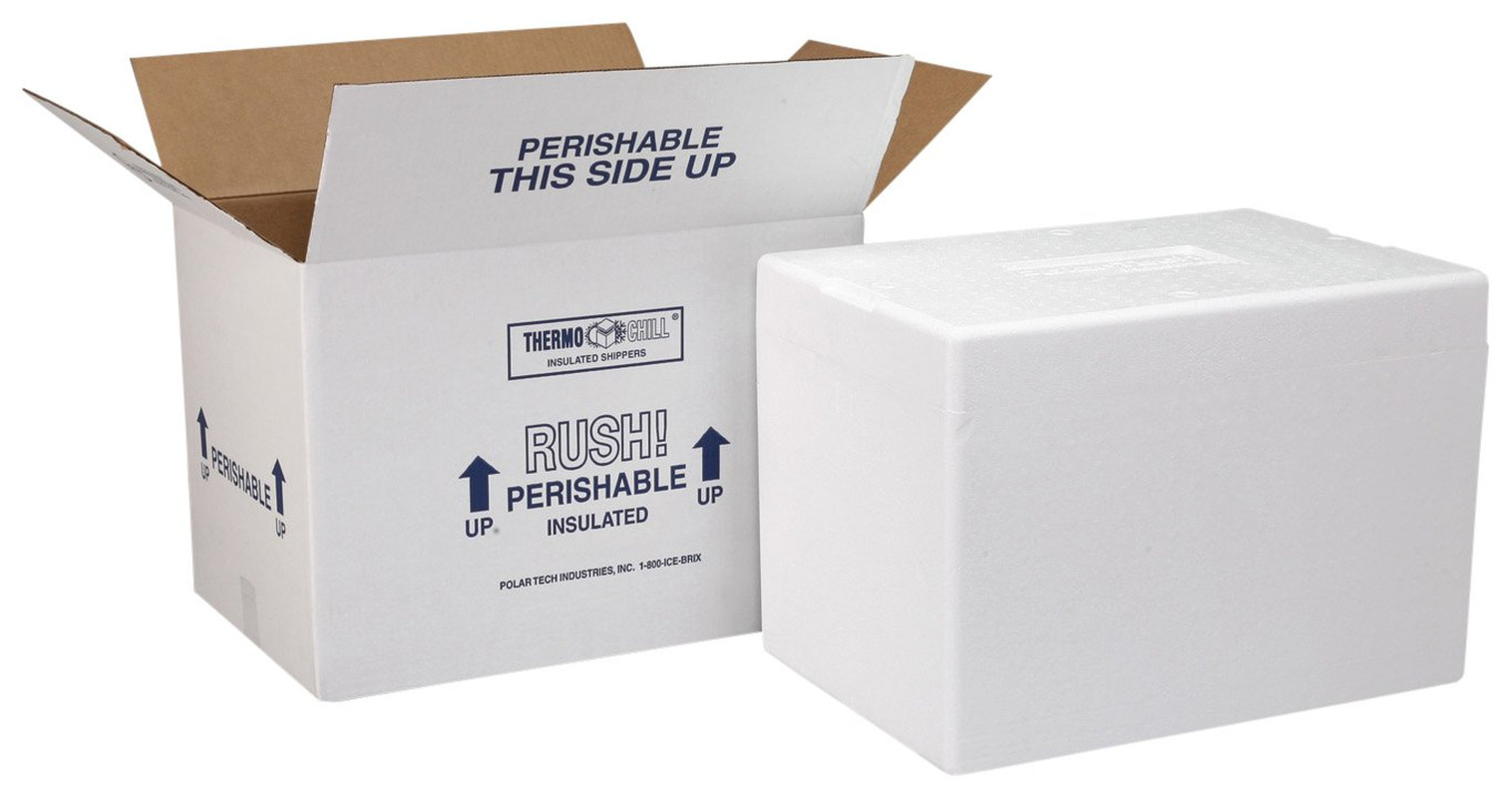 209C Thermo Chill Insulated Carton with Foam Shipper, White, Small, 8" Length X