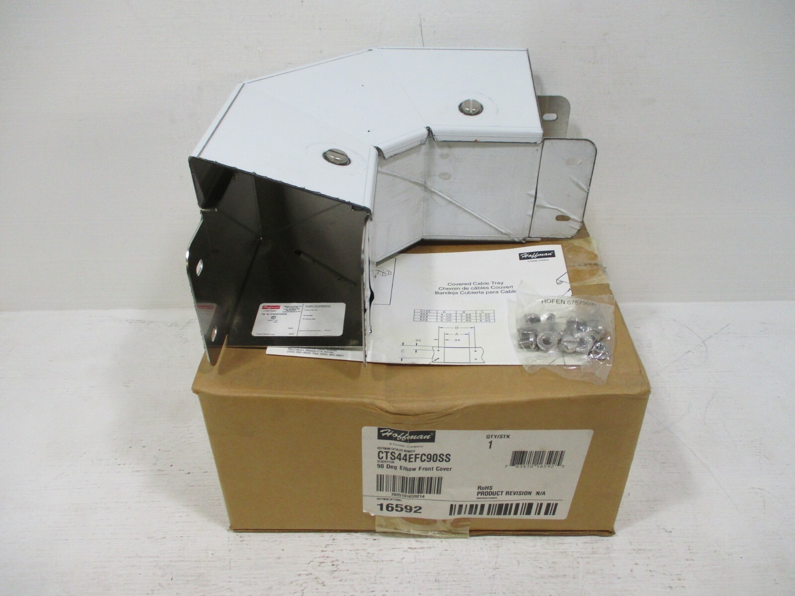 NEW Hoffman CTS44EFC90SS 4x4 90 Degree Elbow Front Cover Cable Tray Pentair NIB