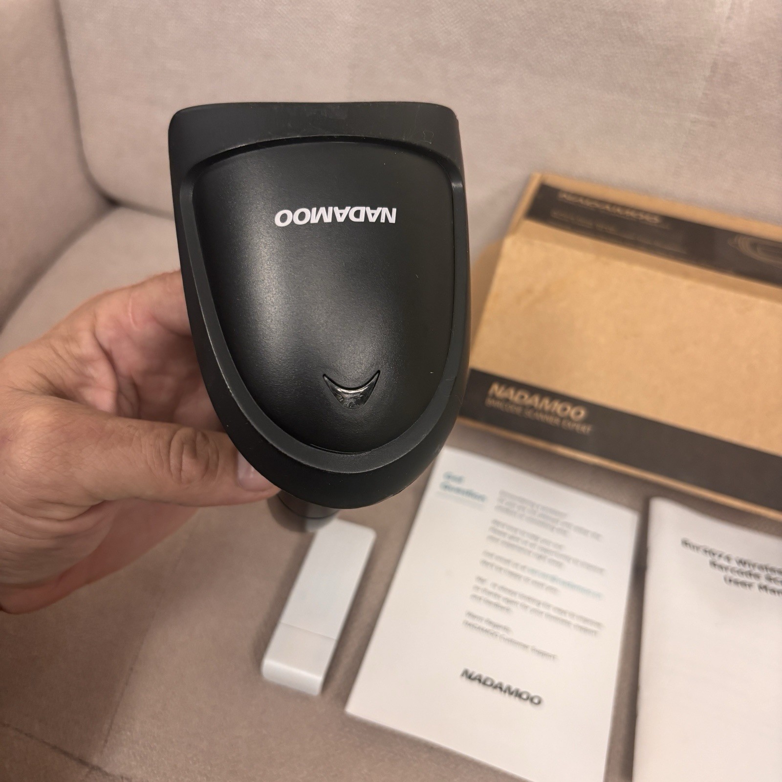 NADAMOO BUR3074 Wireless Barcode Scanner USB Receiver Cable Box