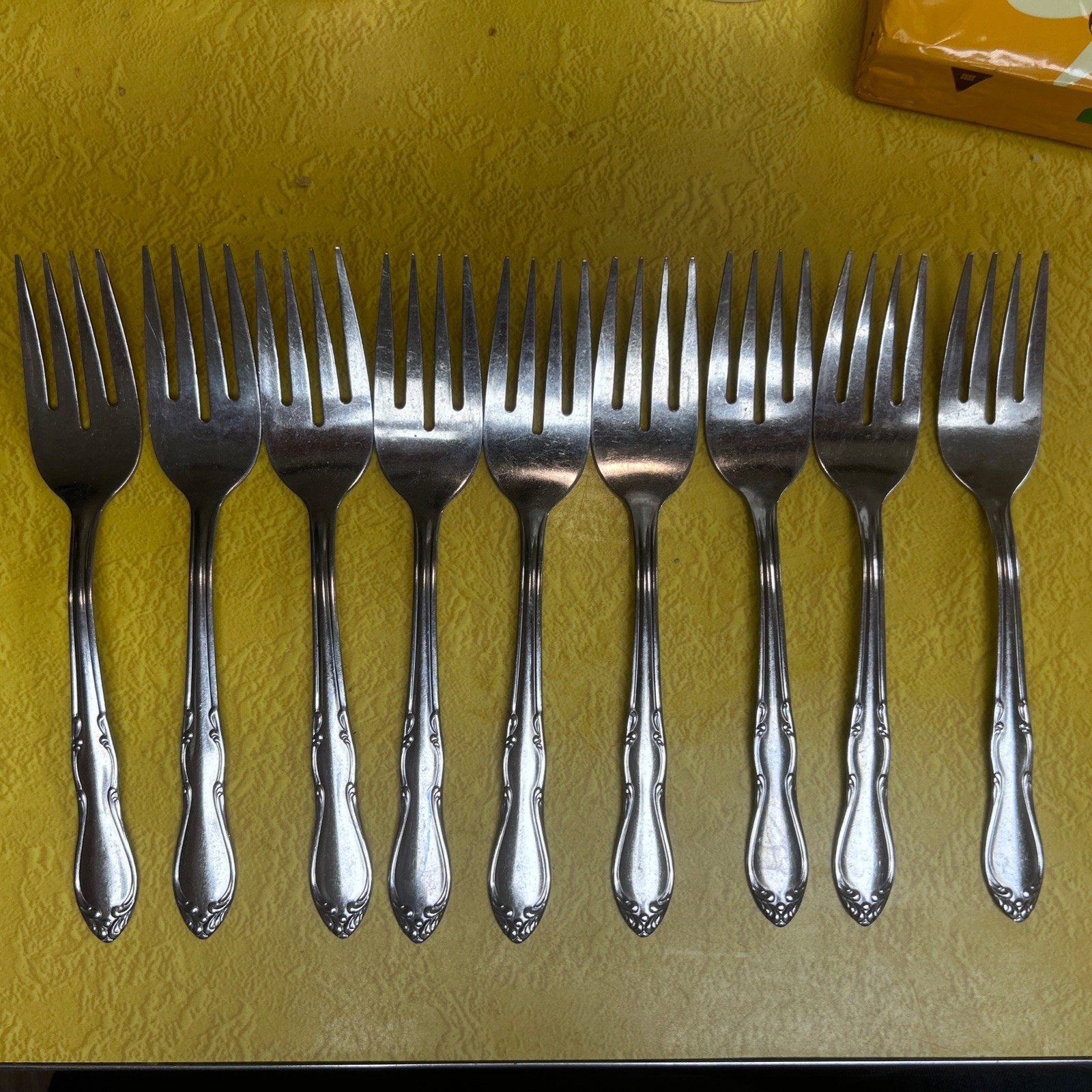 Oneida HOMESTEAD Salad Forks Simeon L & George H Rogers Stainless Set Of 9