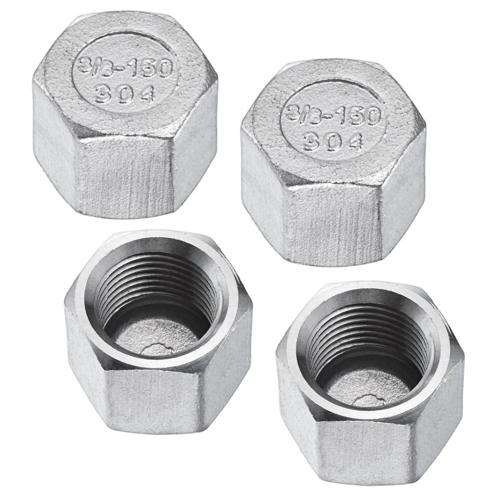 4-Pack 304 Stainless Steel Square Head Plug, 3/8 Inch NPT Male Pipe Fittings