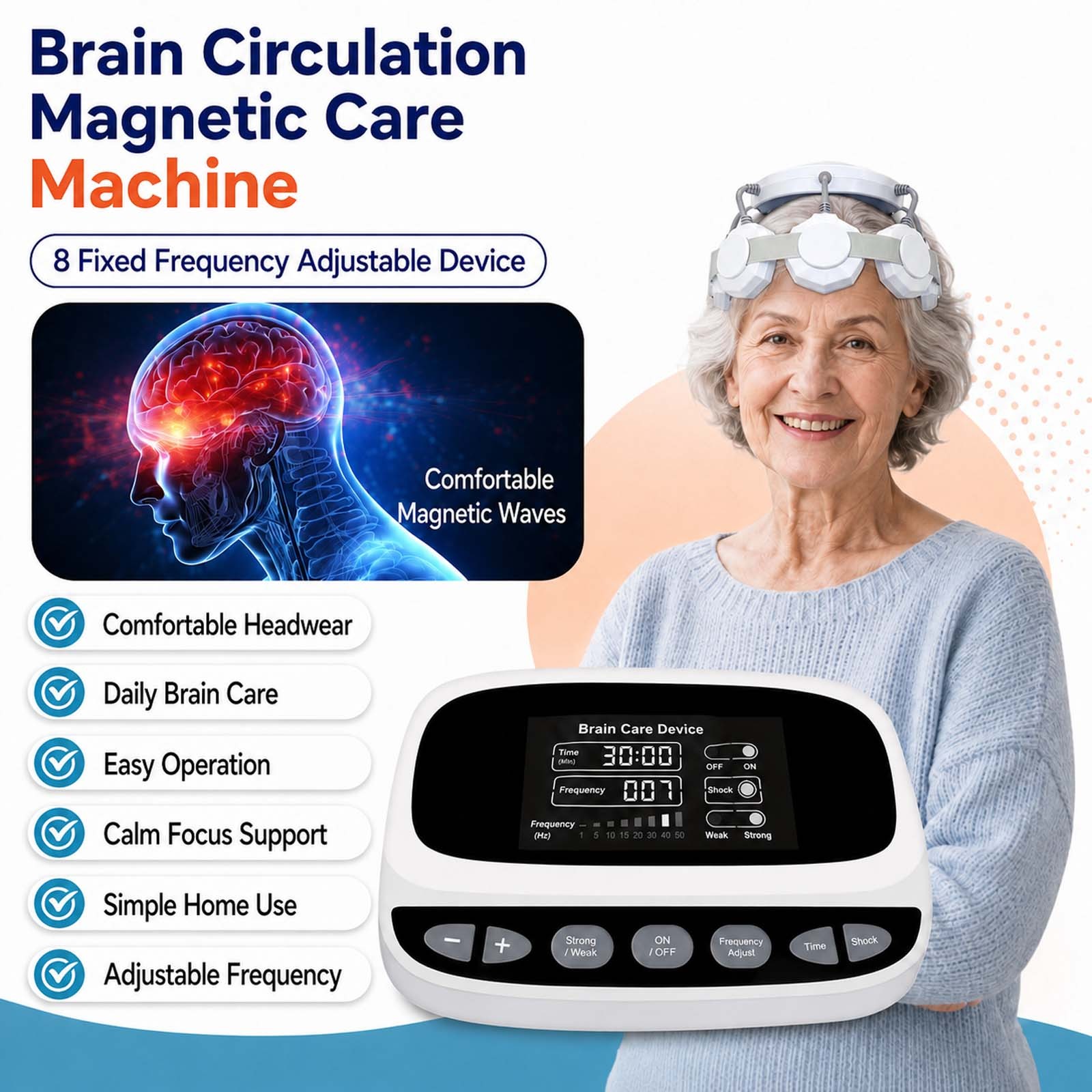 Magnetic Head Wellness Relaxation Device for Depression Anxiety TBI Home System