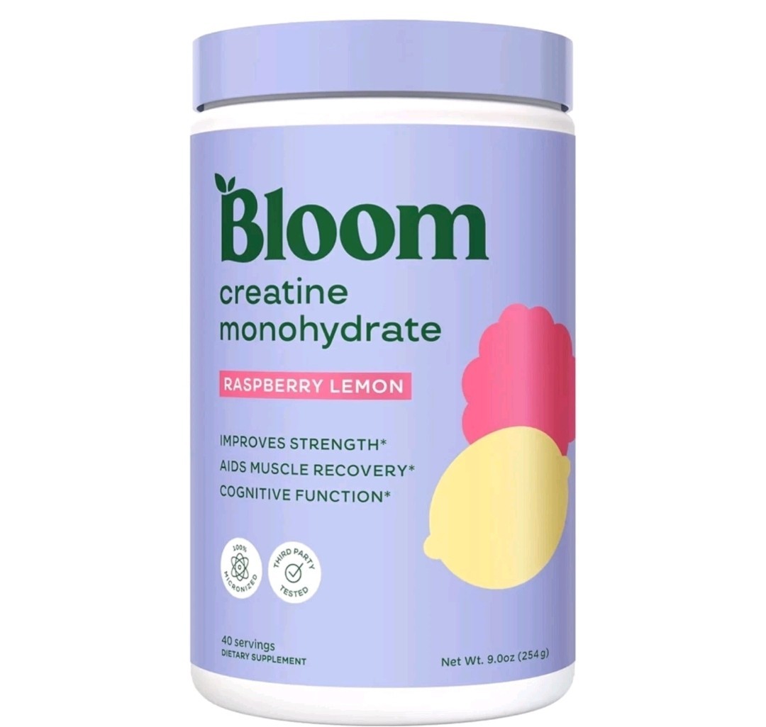 Bloom Nutrition Creatine Monohydrate Powder Raspberry Lemon 40 Servings