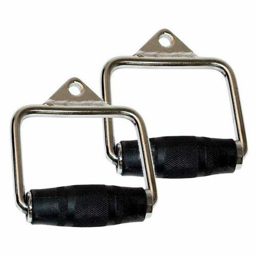 2X Cable Handle Attachments Machine Workout D-Handle Stirrup 1 Pair Rubber Grips