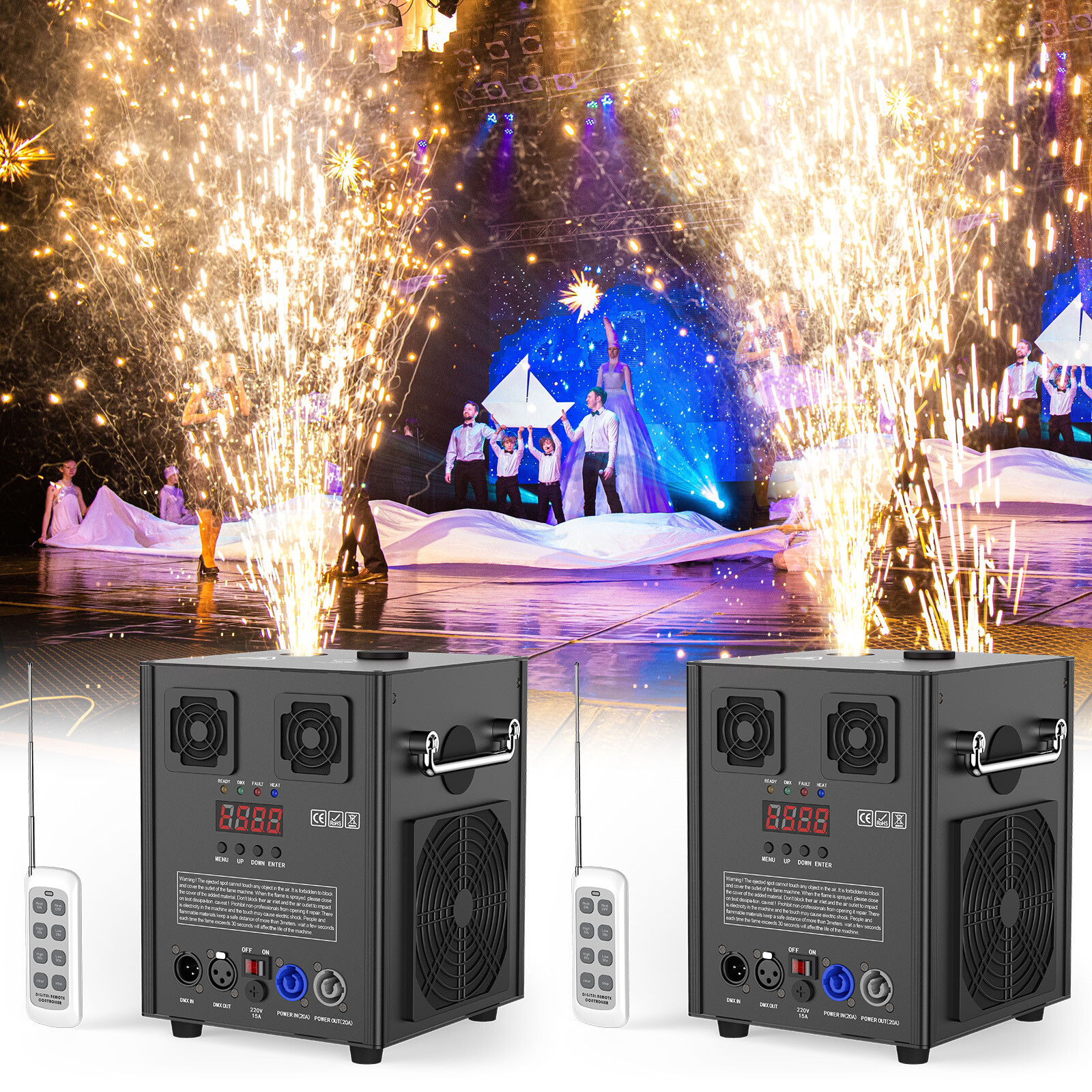 700W Cold Spark Machine Firework Machine w/ Case DMX DJ Wireless Remote Control