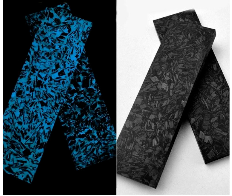 2Pcs Noctilucent Blue Luminous Carbon Fiber Resin Knife Handle Scales 135x40x5mm