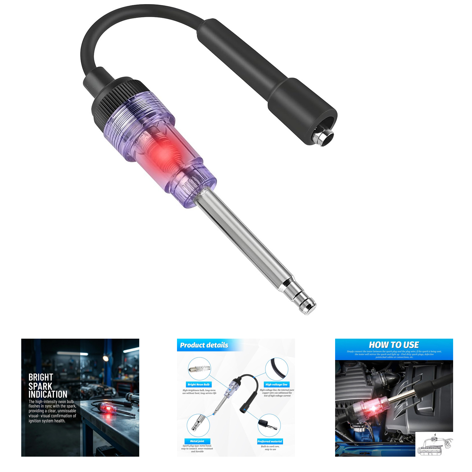Car Spark Plug Tester Inline Ignition Coil Check Engine Fault Diagnostic Tool