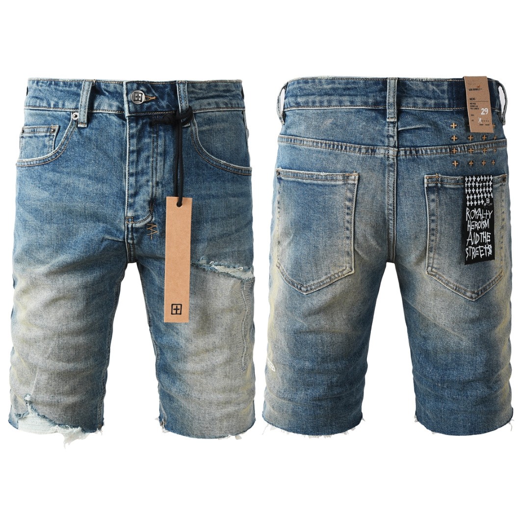 NEW KSUBI Men's Summer Dark Blue Distressed Washed Ripped Shorts DenimShorts2002