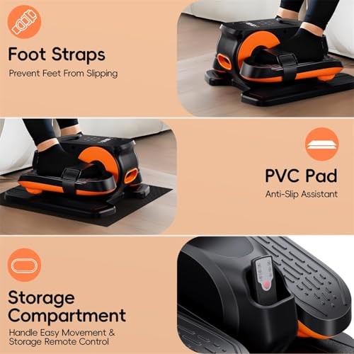 Under Desk Oval Machine, Oval Leg Exerciser for Elderly Assembly, Quiet Black