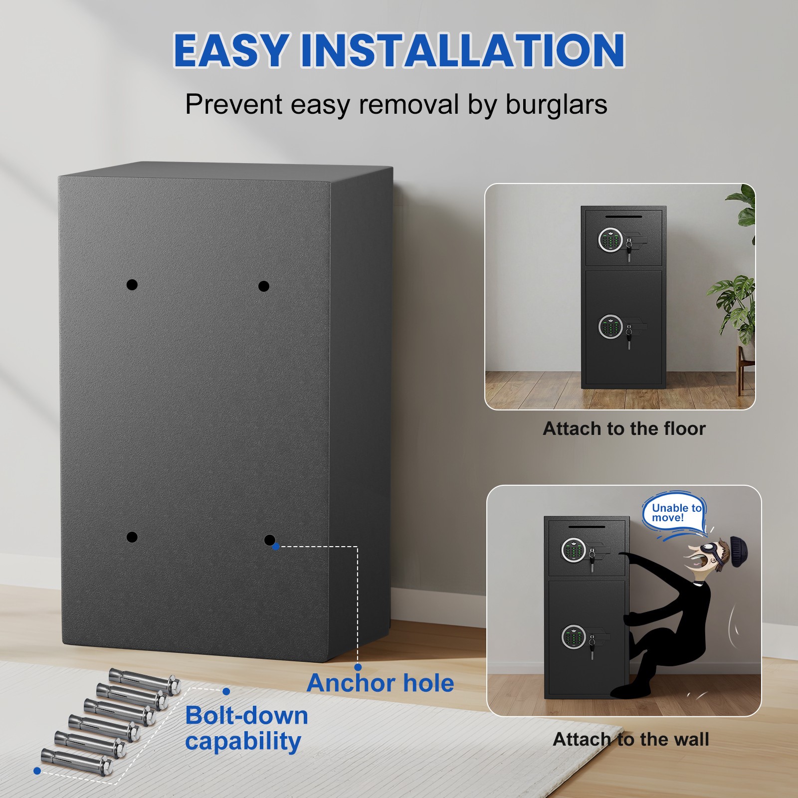 Second hand Home Safe, Large Safe Box with Adjustable shelf & Dual Alarm System