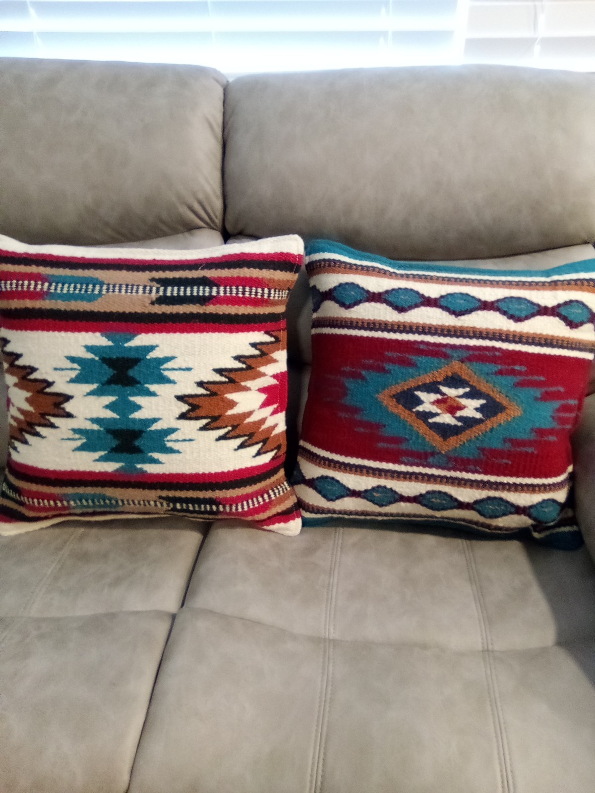 Set of 2 Handmade Wool Aztec Southwestern Pillows