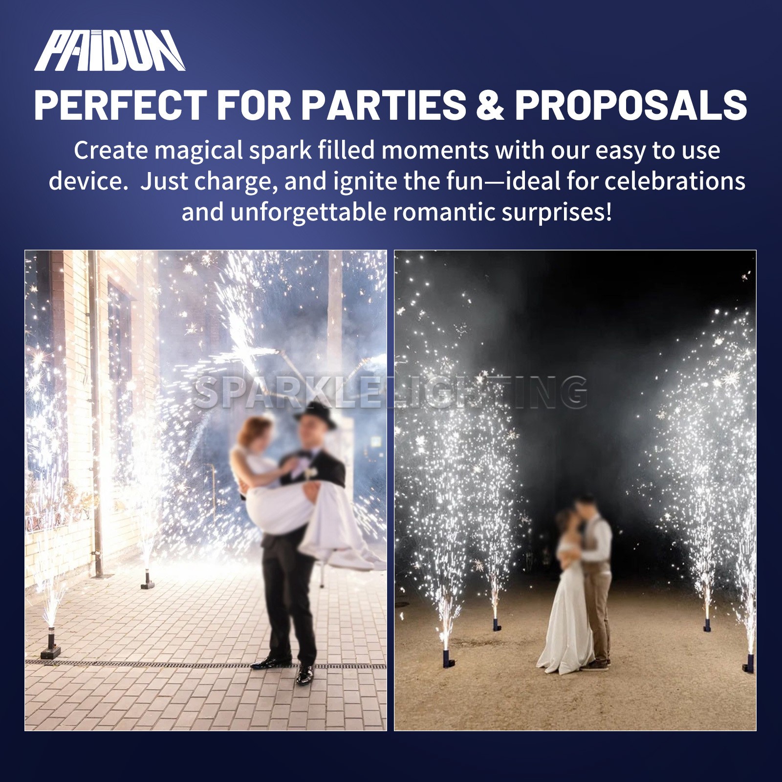 PAIDUN 8 x Cold Spark Machine Firework Base Kit Double Remote Control with Case