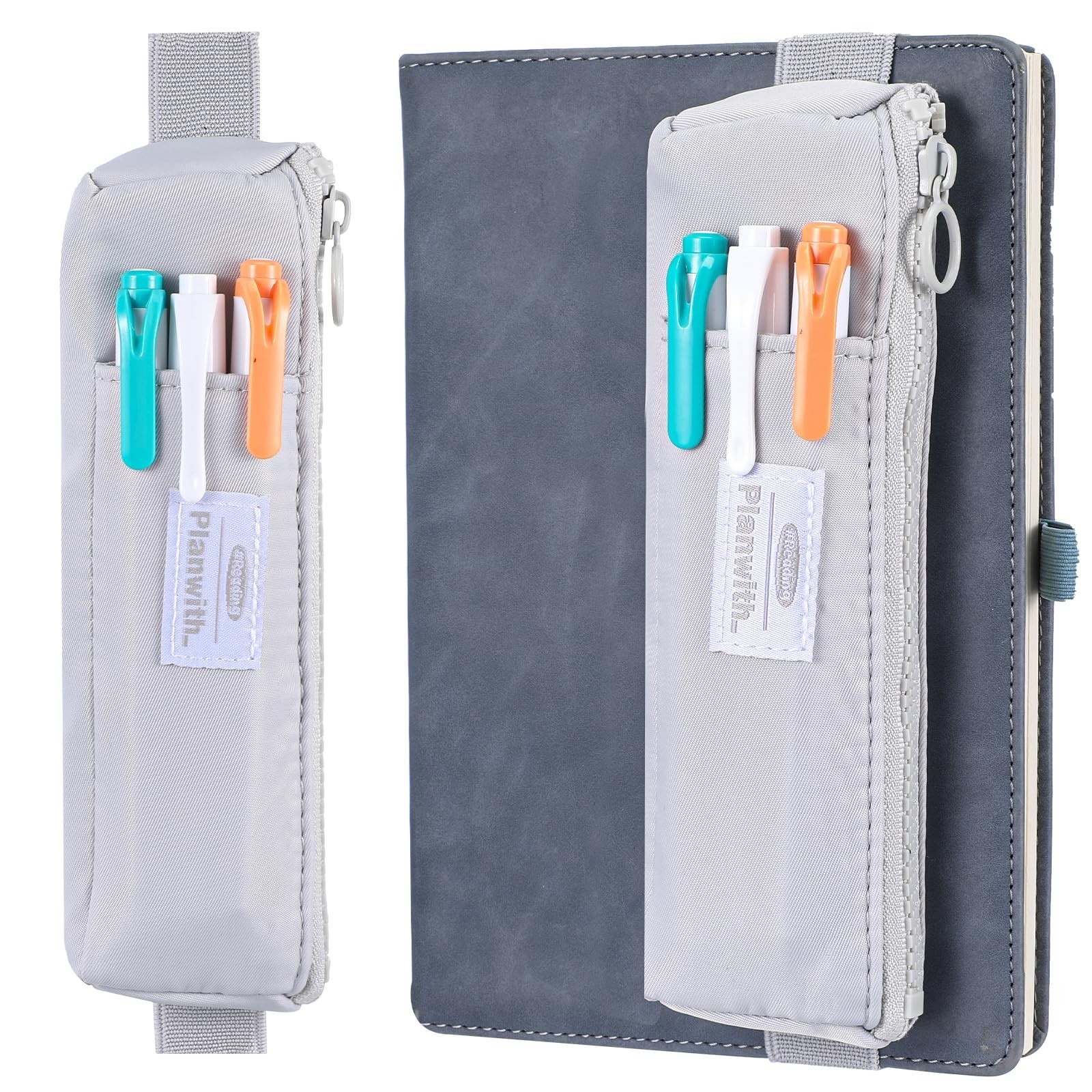 JJUNW Pen Holder for Notebook, Portable Pencil Bag Small Pen Holder wif Adjus...