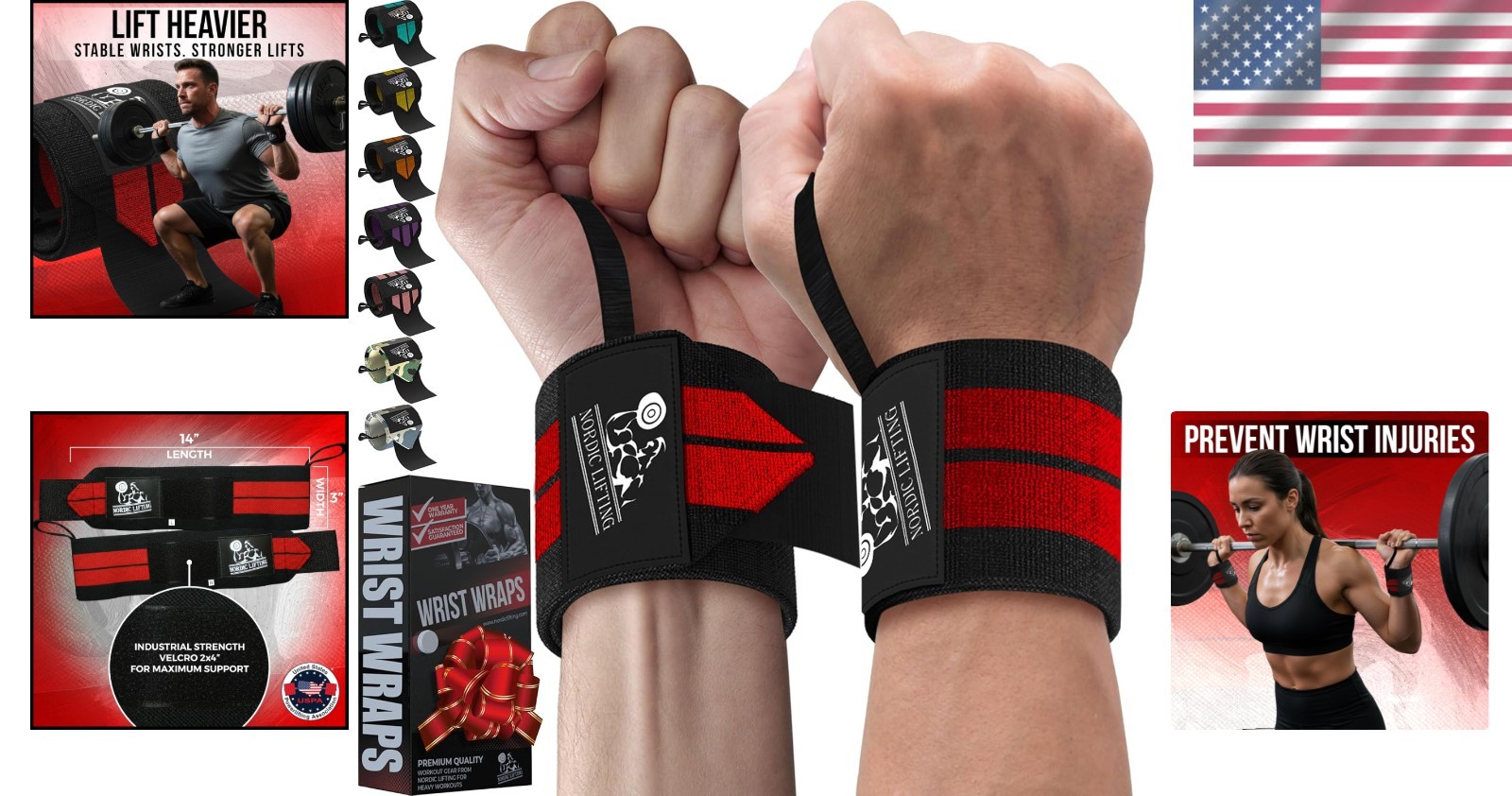 Adjustable Wrist Wraps for Weightlifting & CrossFit – Durable Compression Straps