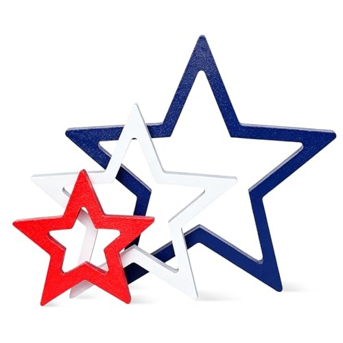 3 Pcs 4th of July Decorations Stars Set Labor Day Independence Day Star Tiered
