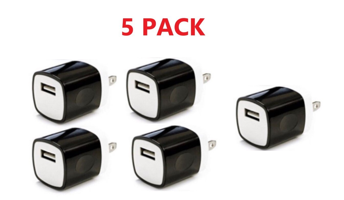 5x 1A USB Wall Charger Plug AC Home Power Adapter for iPhone Samsung Universal B