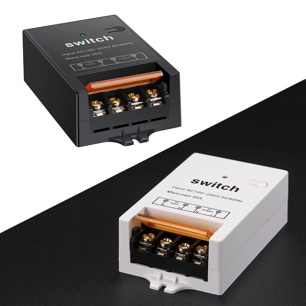 220V Wireless Remote Switch with 30A Relay, 328ft Long Range 84*54*28, Black