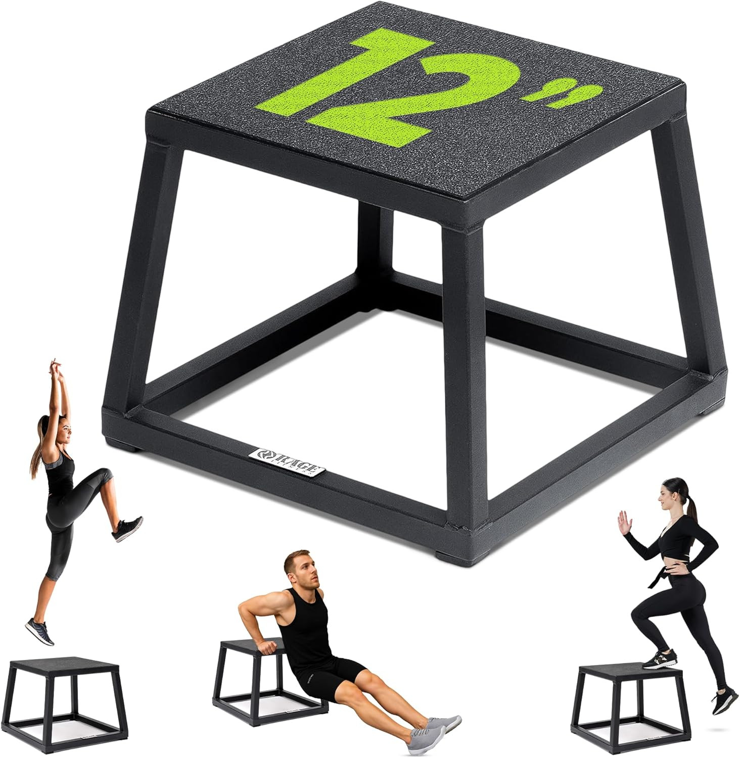 Steel Plyo Box 12-18-24 Inch High Anti-Slip Pre-Assembled Plyometric Jump Box fo