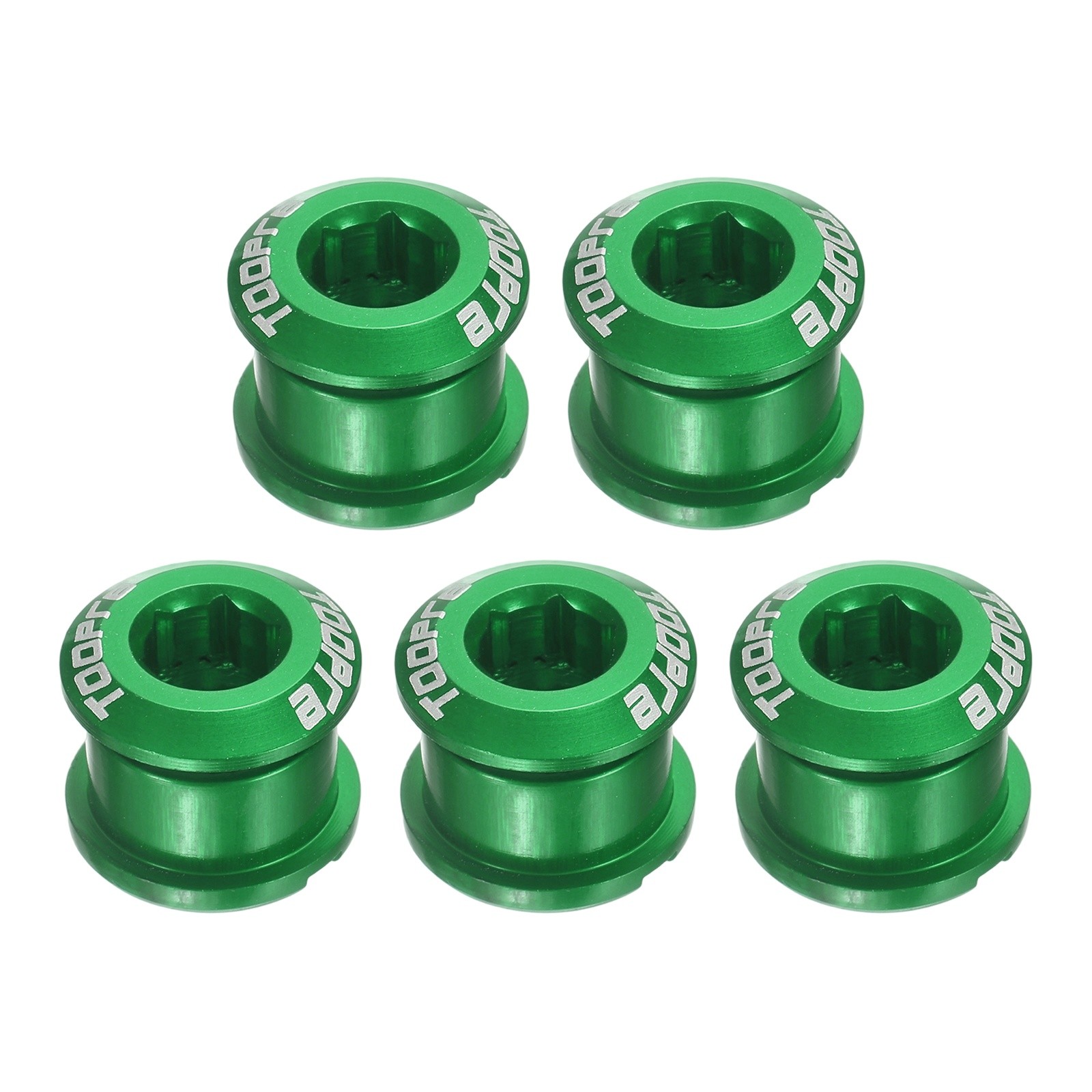5pcs Single Chain Ring Bolts M8 Aluminum Alloy Bike Chainwheel Screws, Green