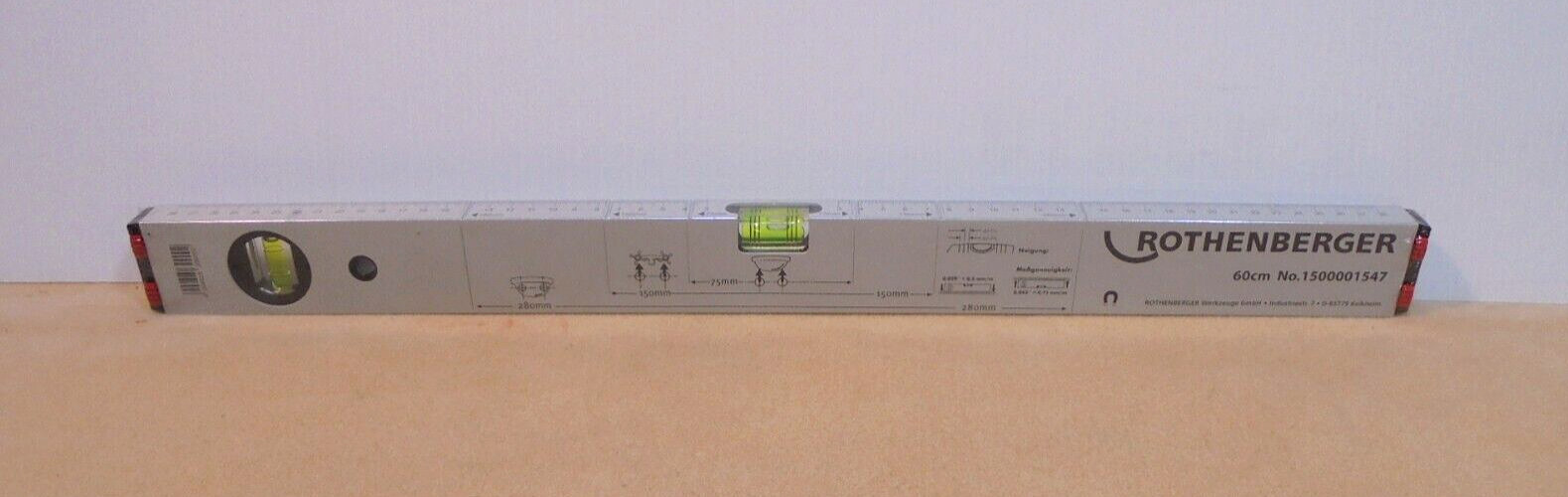 New Rothenberger 60cm Spirit Level #1500001547 with Magnets - Ships Free
