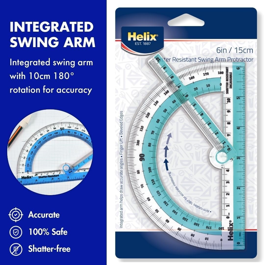 Lightweight 180° Protractor with Integrated Ruler - Perfect for Geometry Classes