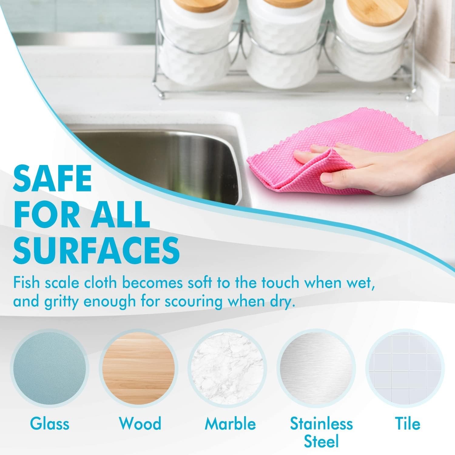 All-Purpose Fish Scale Microfiber Cleaning Cloths - 12 Pack, Lint-Free & Durable