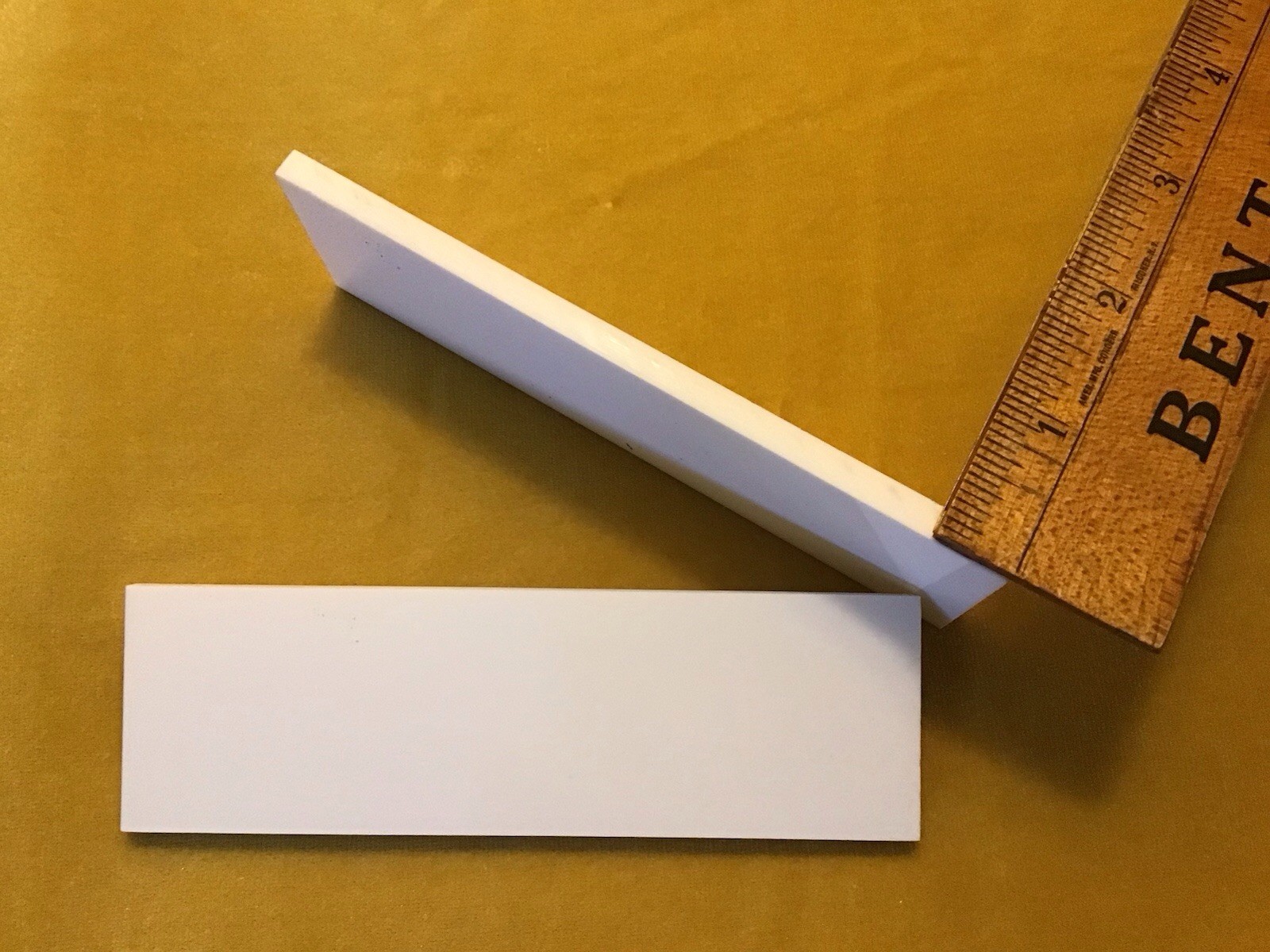 1 PAIR OF WHITE ACRYLIC JACKKNIFE / KNIFE SCALES /  4 3/4 " X 1  1/2" X 1/4"
