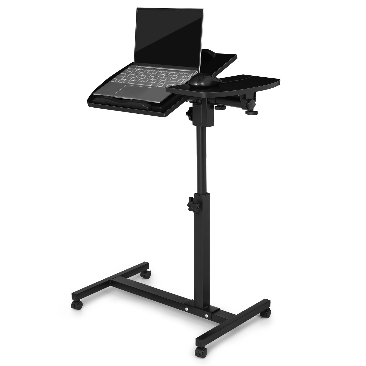 [ROLLING SWIVEL LAPTOP DESK]Stand Up Workstation Adjustable Height & Angle Table