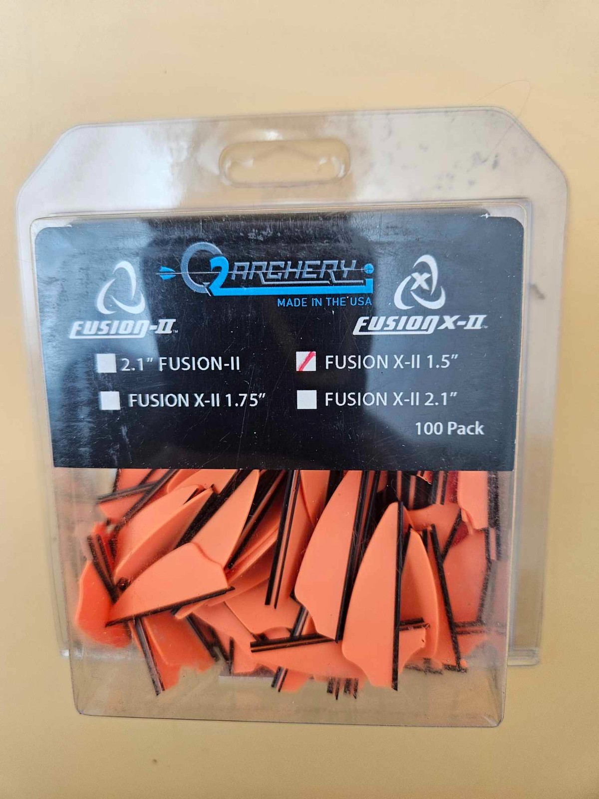 Q2I Archery Fusion X-II Target Archery Vanes - Orange, 1.5" 100