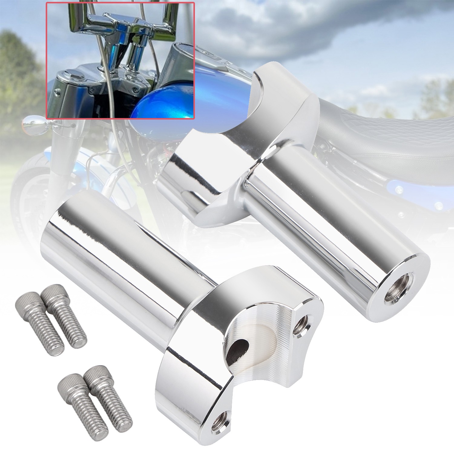 Chrome 3.5" Straight Handlebar Riser For Harley Dyna Street Bob Road Glide FLTRU