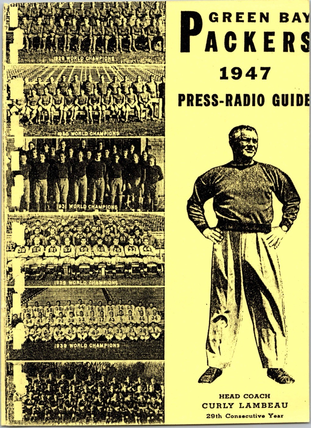 1947 Green Bay Packers Media Guide Roster - 54-page NFL Football Press Reprint