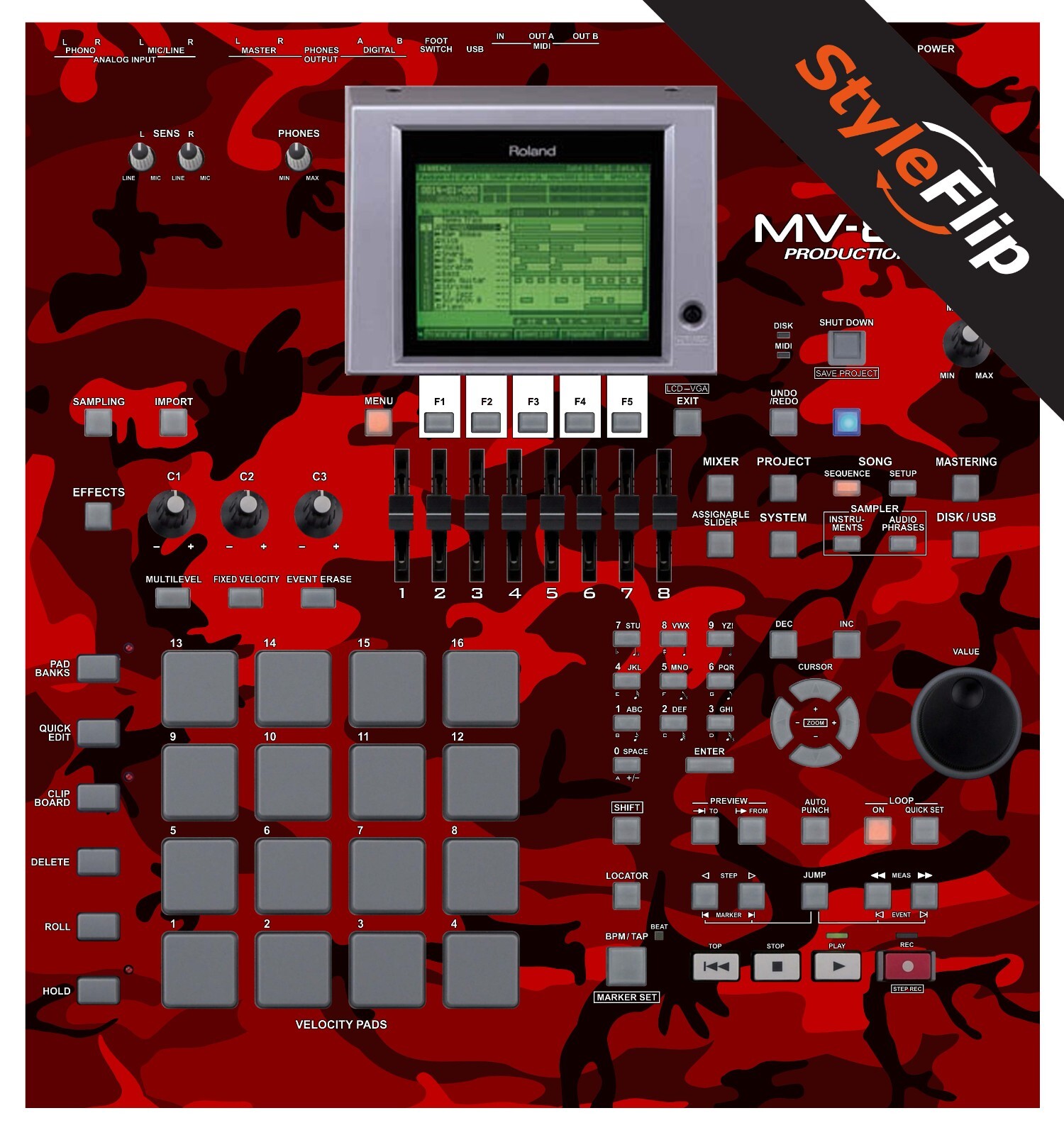 Roland MV 8000 Skins | Red Camo | Protective Decal | StyleFlip Skins