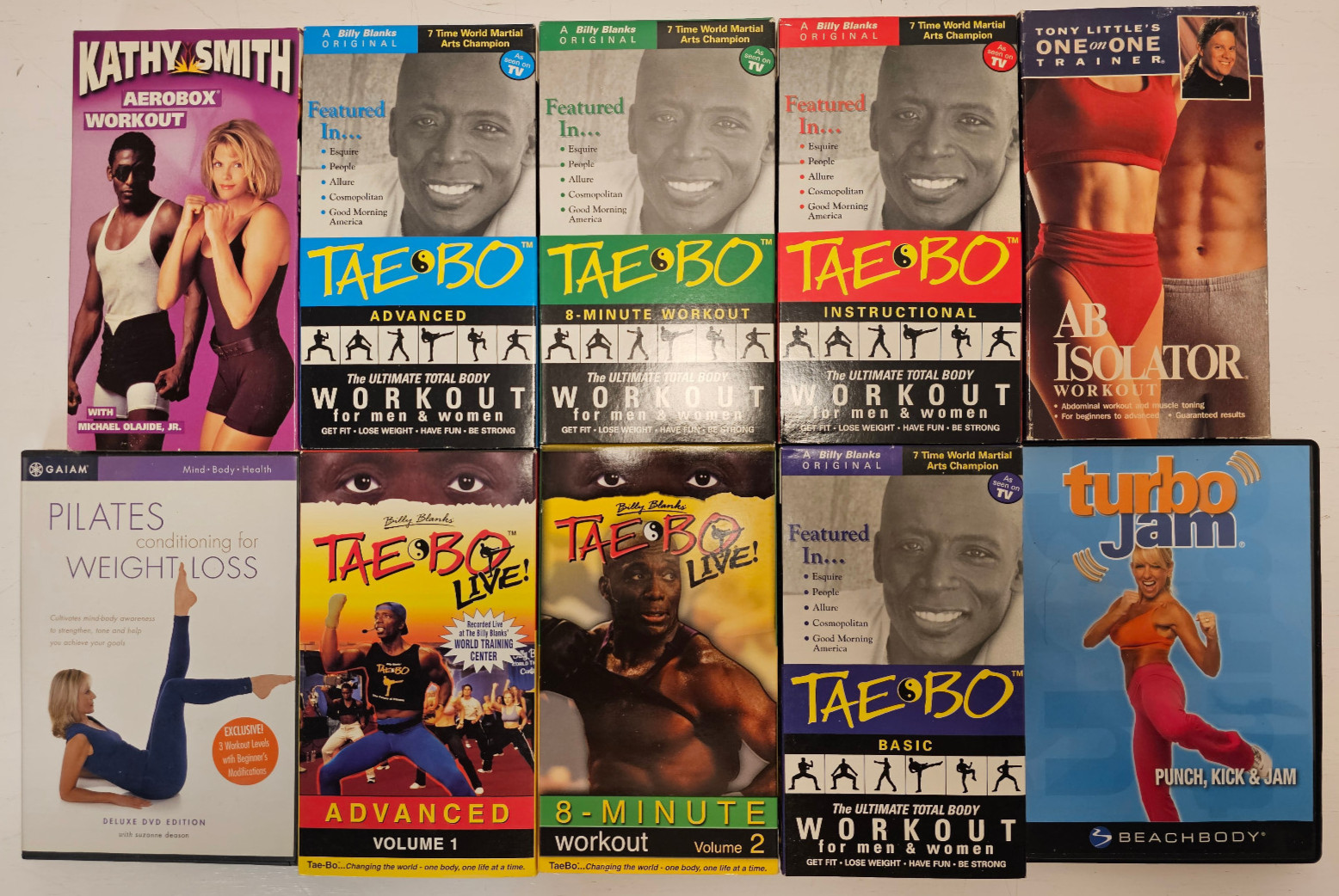 Tae Bo Live Billy Blanks, Tony Little, Kathy Smith  VHS Tapes-Pilates, Turbo Jam