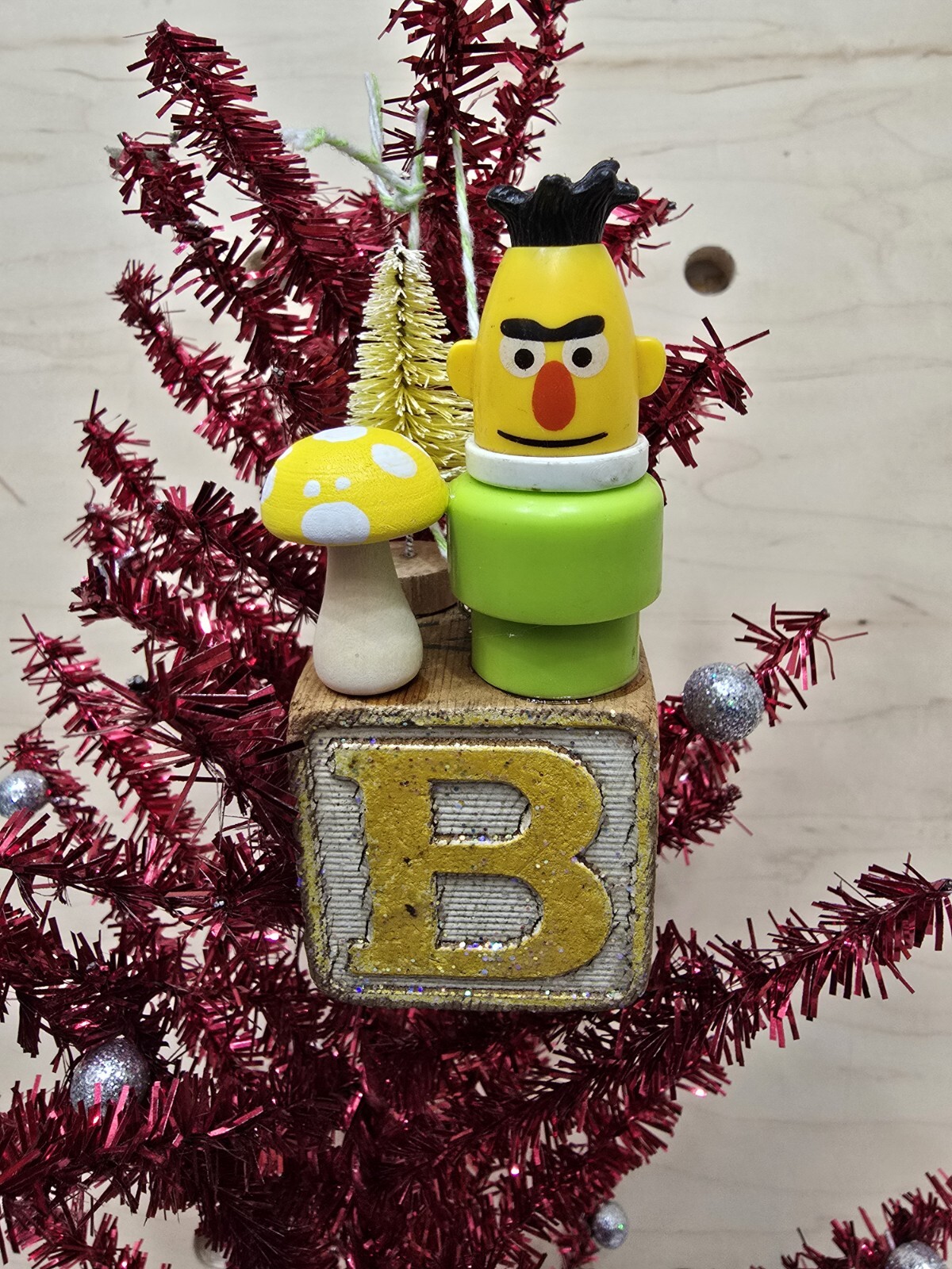 Vintage building block  Fisher Price Little People  Christmas Ornament Letter B
