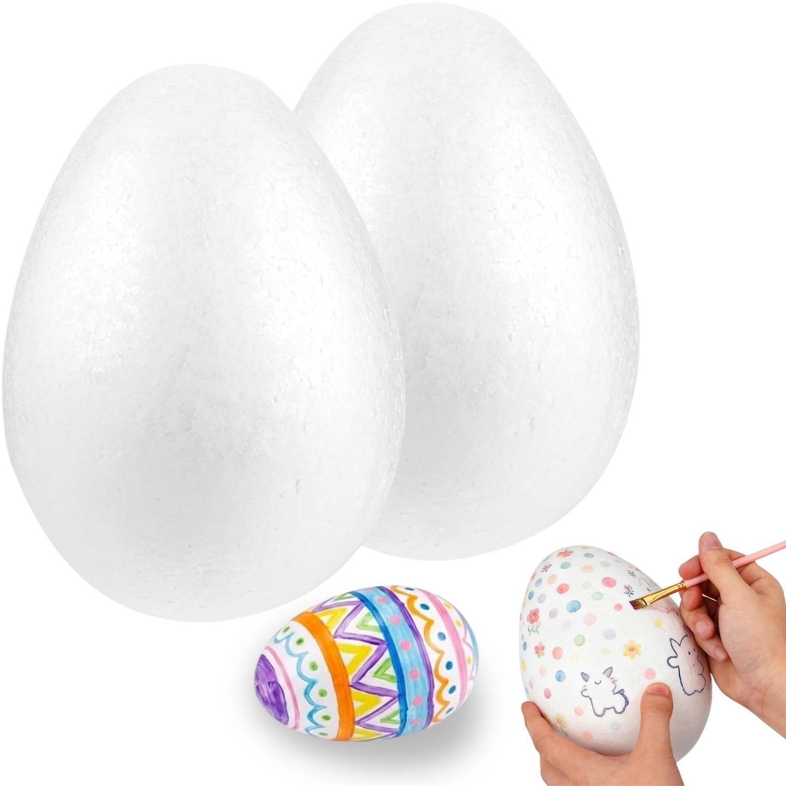 Jumbo White Polystyrene Foam Easter Eggs Smooth Painting DIY Craft 7.9" 2 PCS