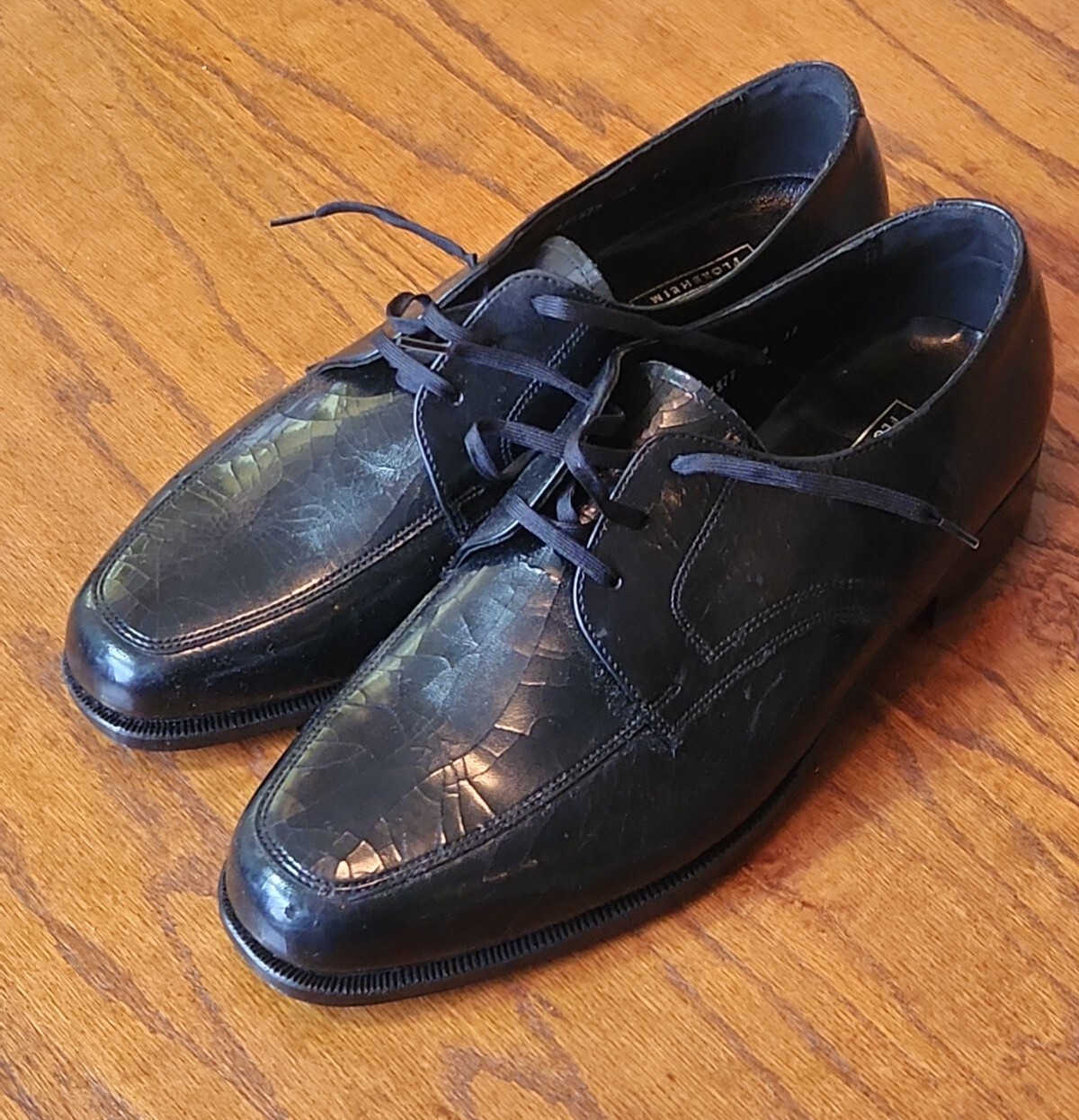 Florsheim 23614 Black Crackled Leather Dress Shoes Size 11