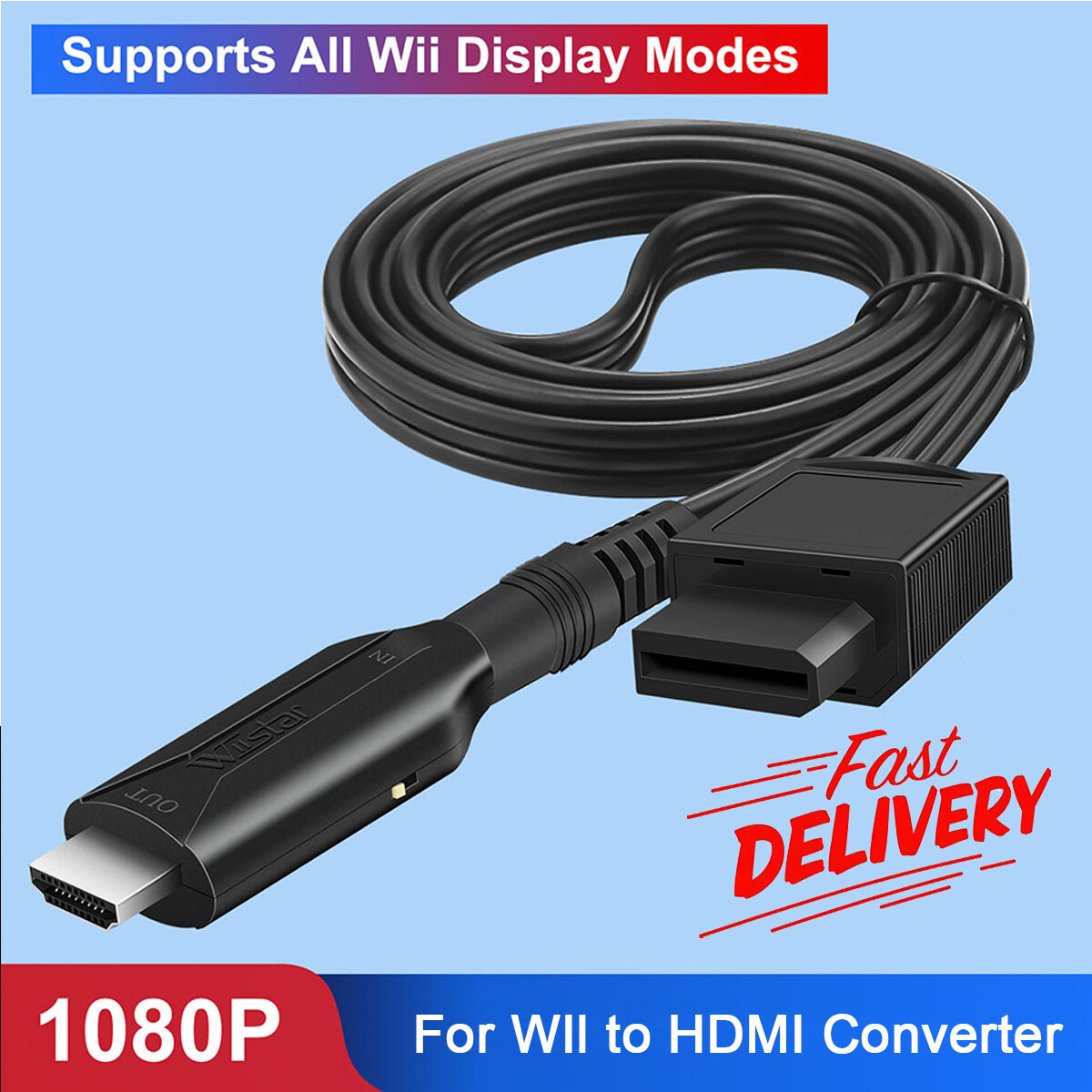 For Wii Input to HDMI Converter HD Video Audio Output Adapter For Nintendo.